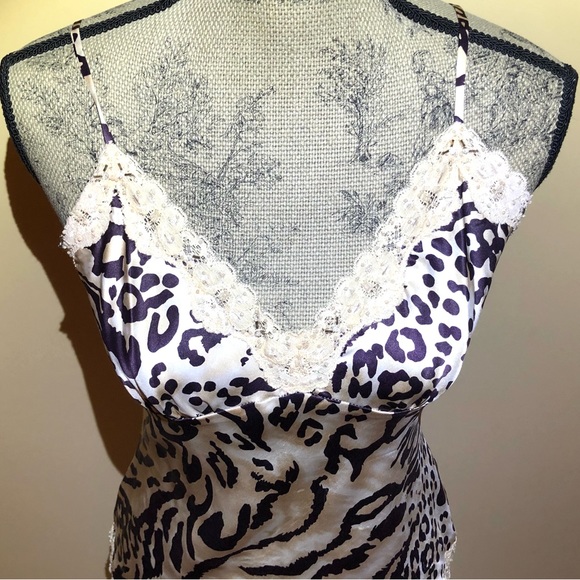 Gracie 100% Silk Leopard Print Lace & Beaded Trimmed Camisole. Sz Medium - Picture 2 of 9